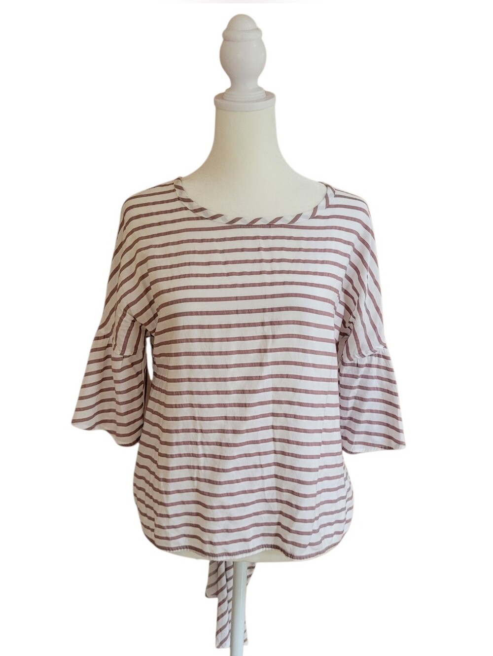 Express Striped Boatneck Women’s Top Tan and White Size S